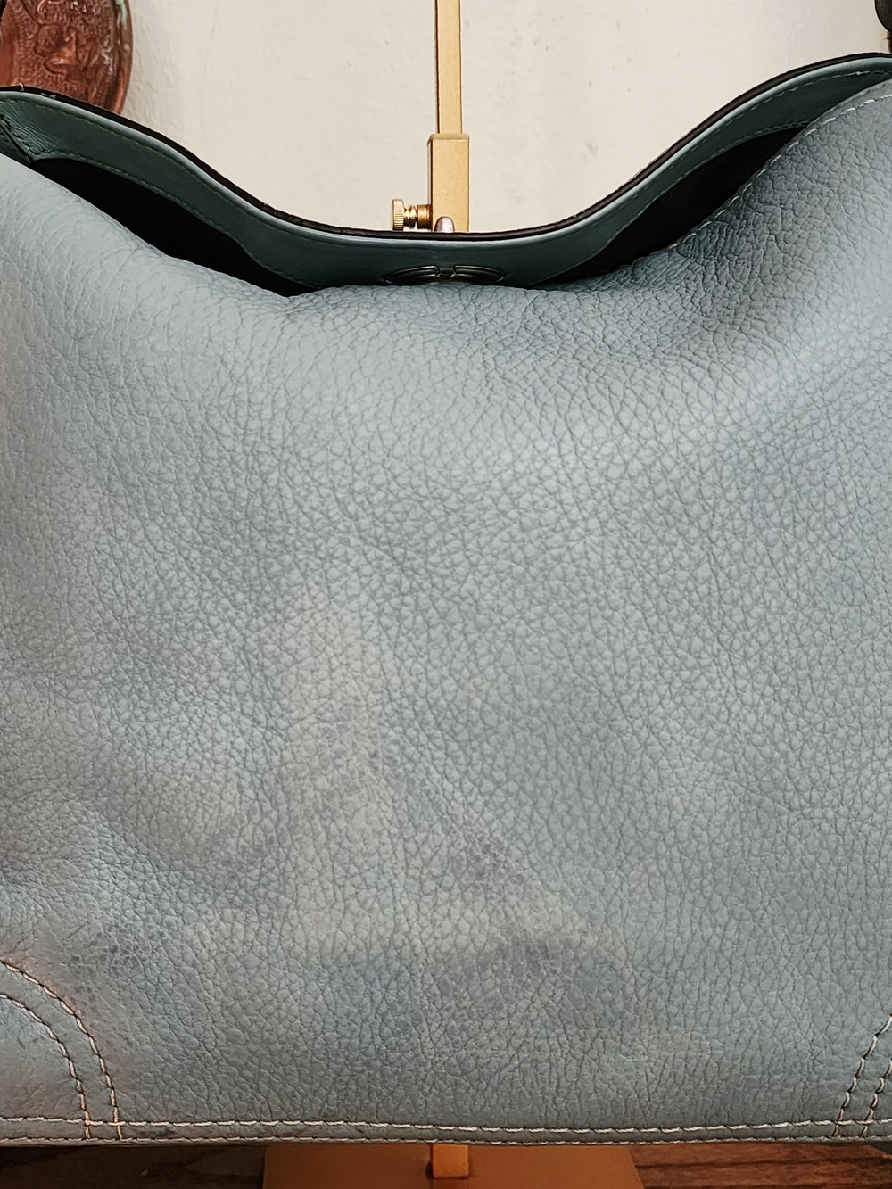 Vintage Coach Chelsea Pebbled Leather Hobo Bag + Wallet Set 🩵🤎 - Picture 3 of 8